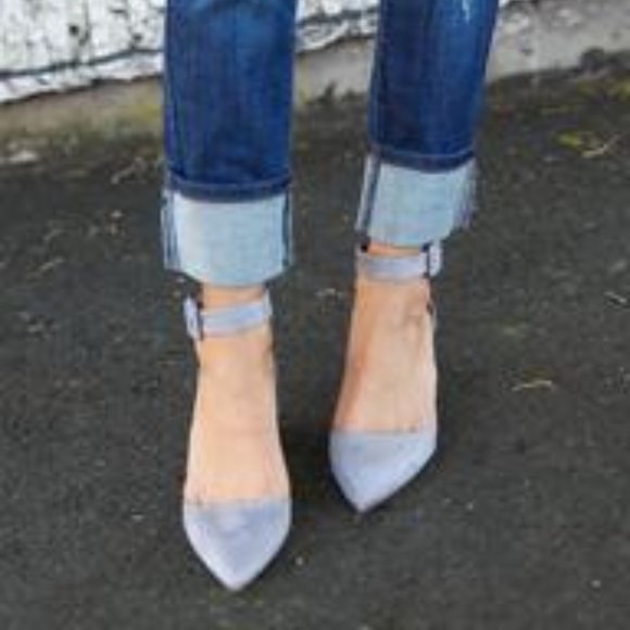 Betani Shoes - Betani Grey Suede Short/Chunky Heels